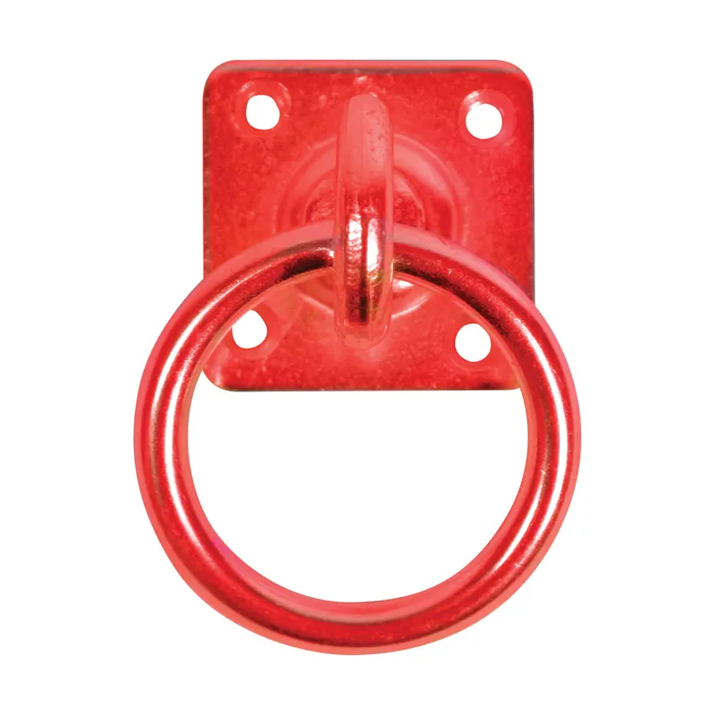 Perry Equestrian Swivel Tie Ring on Plate - Red