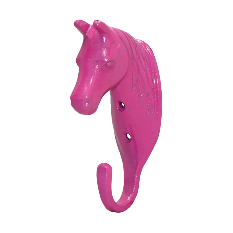 Perry Equestrian Horse Head Single Stable/Wall Hook - Pink