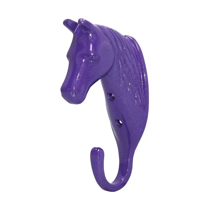 Perry Equestrian Horse Head Single Stable/Wall Hook - Purple