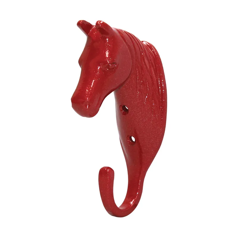 Perry Equestrian Horse Head Single Stable/Wall Hook - Red