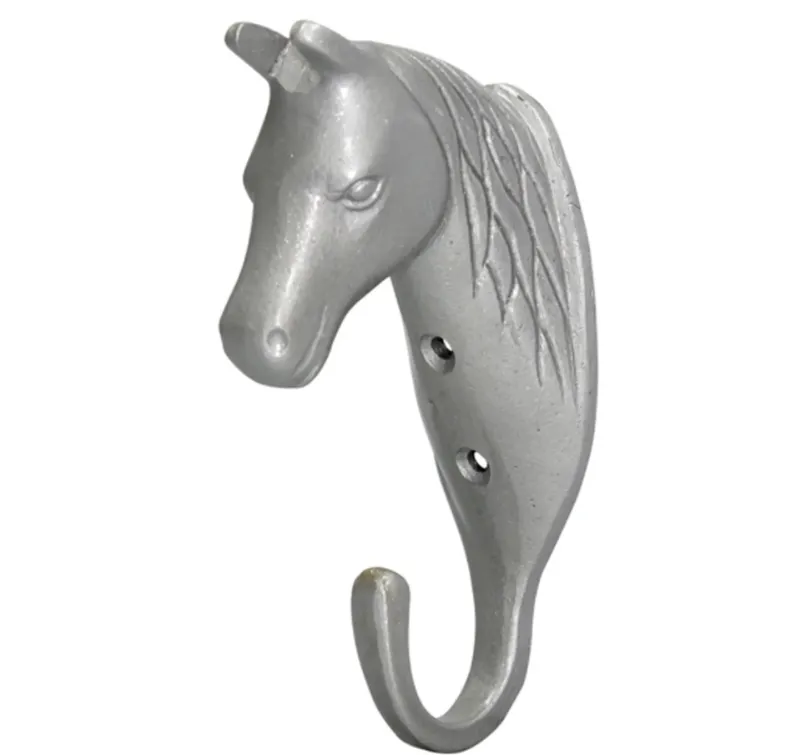 Perry Equestrian Horse Head Single Stable/Wall Hook - Silver