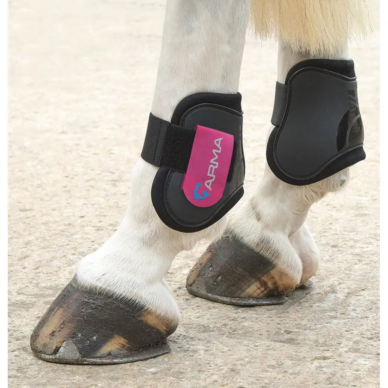 Shires ARMA Fetlock Boots - Black/Pink - Pony/Cob - Unboxed