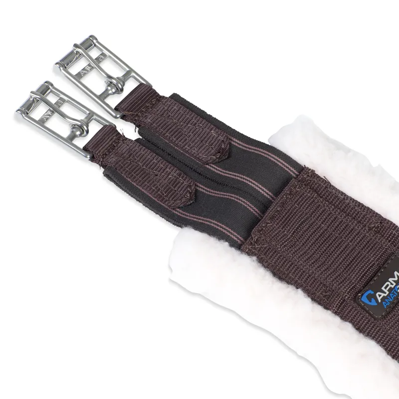 Shires ARMA Fleece Lined Girth with Elastic - Brown-1