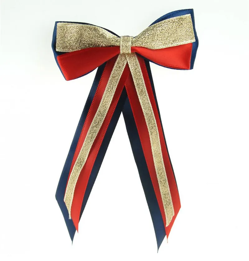 ShowQuest Hairbow and Tails - Navy/Red/Gold