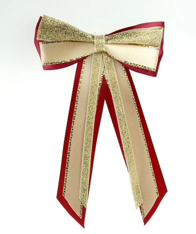 ShowQuest Hairbow and Tails - Burgundy/Cream/Gold