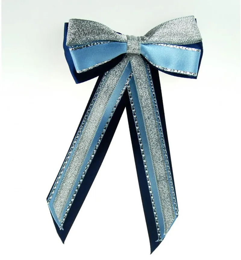 ShowQuest Hairbow and Tails - Navy/Pale Blue/Silver