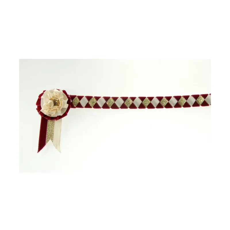 ShowQuest Newport Brow Band - Burgundy/Cream/Gold