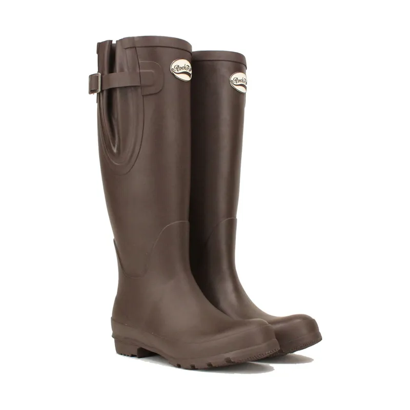 Rockfish Women's Tall Adjustable Matt Wellington Boots - Dark Chocolate