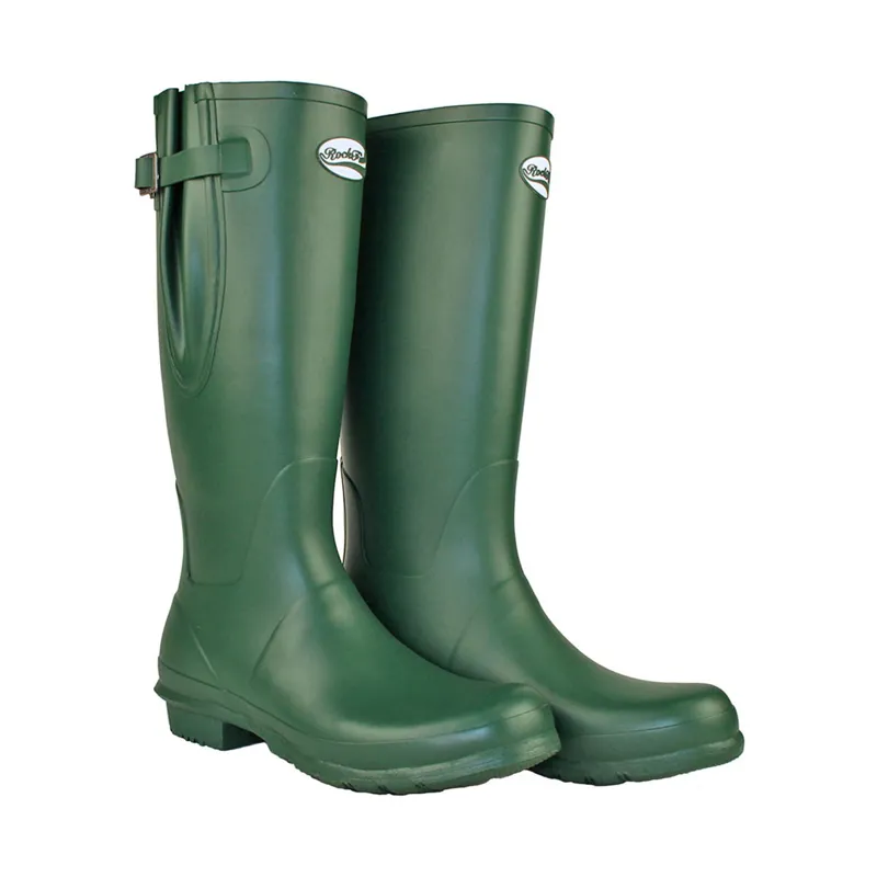Rockfish Women's Neoprene Lined Tall Adjustable Matt Wellington Boots - Racing Green