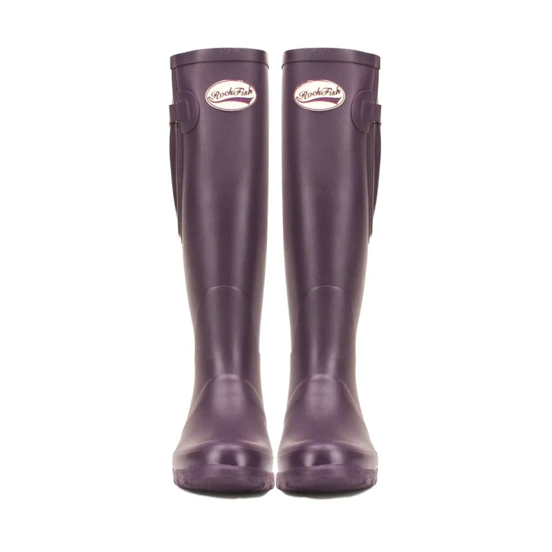 Rockfish Women's Neoprene Lined Tall Adjustable Matt Wellington Boots - Purple Grape-1