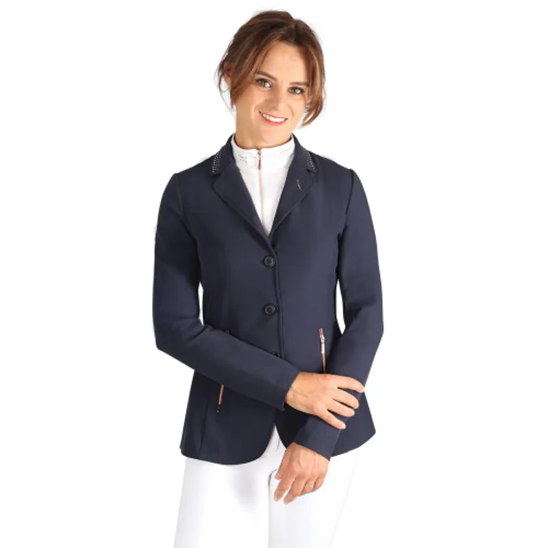 Hy Equestrian Roka Royal Show Jacket - Navy with Rose Gold Diamantes-1