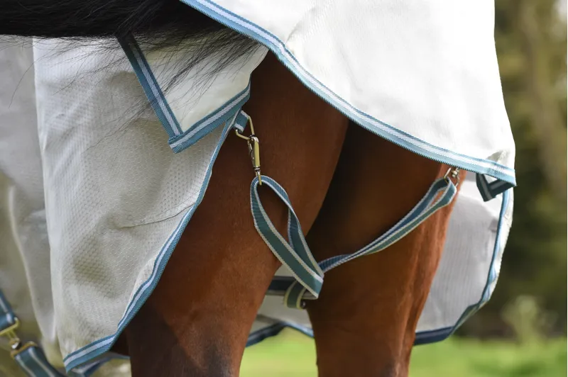 WeatherBeeta ComFiTec Hexi Shield Combo Neck Fly Rug - Silver/Teal Blue-8