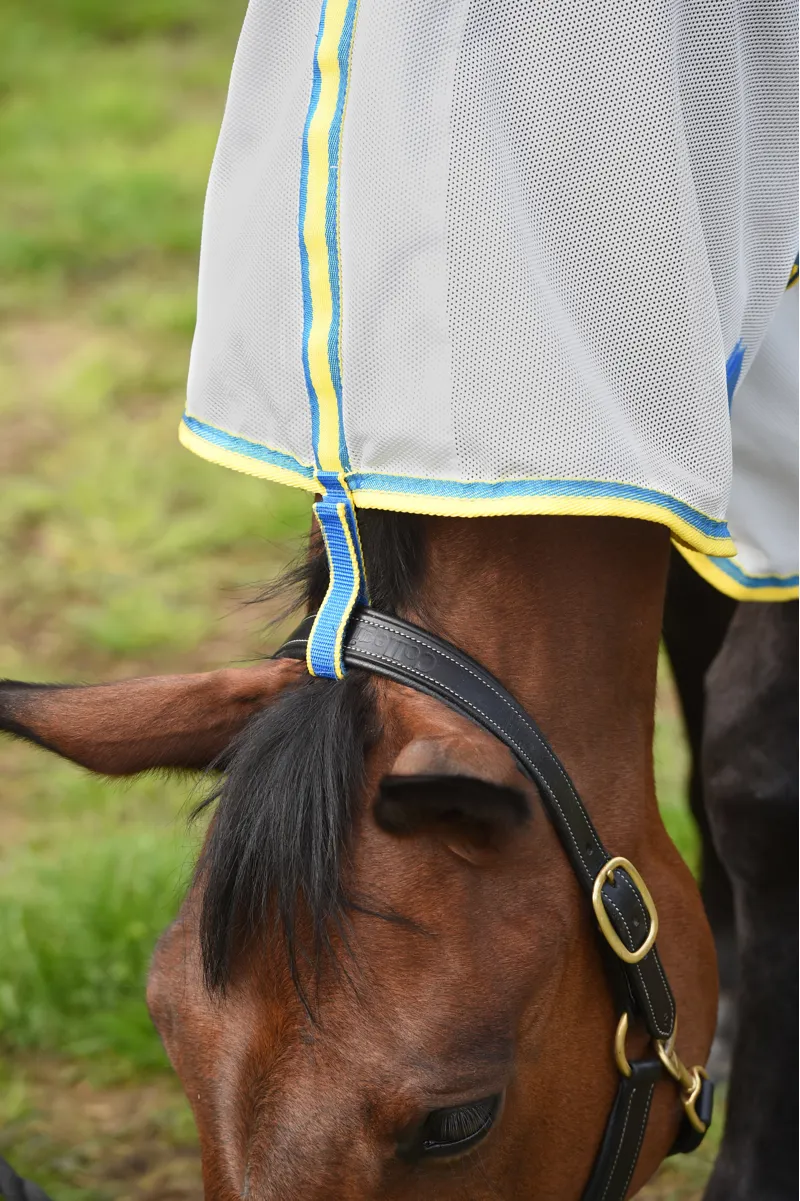 WeatherBeeta ComFiTec Zephyr Plus Mesh Combo Neck Fly Rug - Silver/Blue/Lemon-2