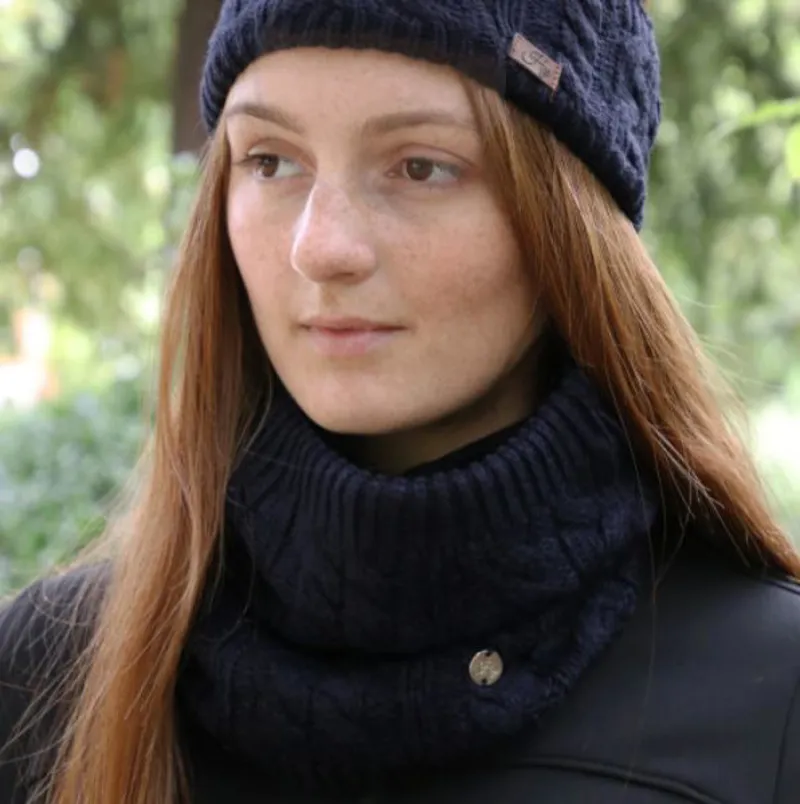 Hy Equestrian Meribel Cable Knit Headband - Navy-1