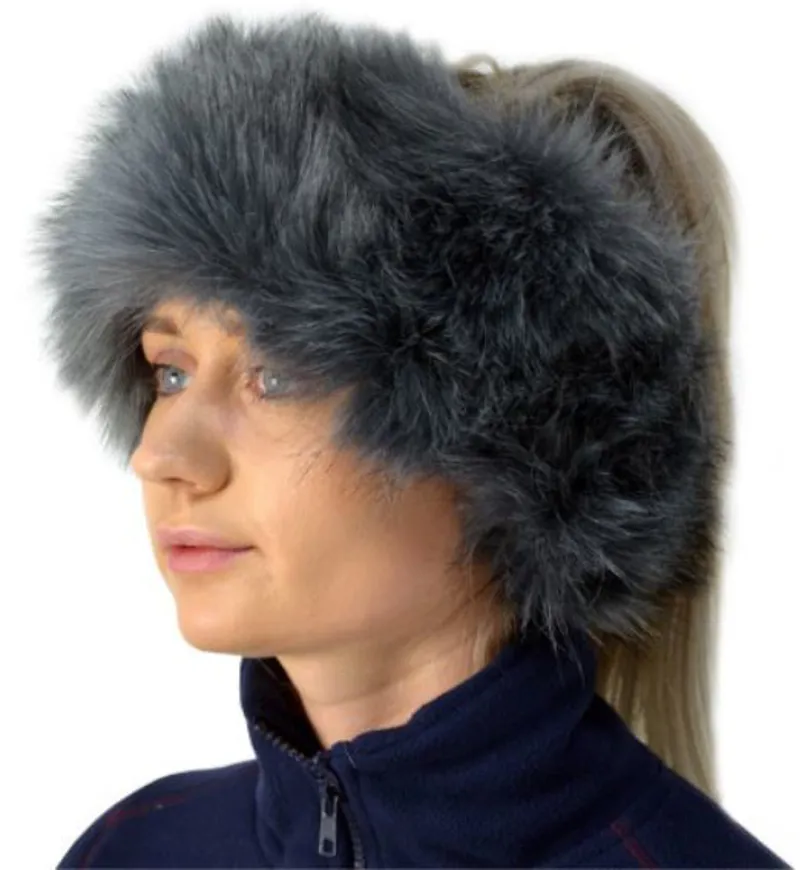 Hy Equestrian Canadian Faux Fur Headband - Grey