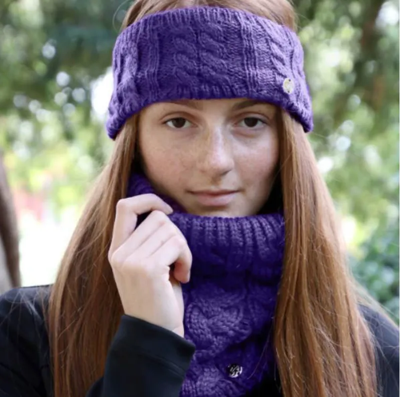 Hy Equestrian Meribel Cable Knit Snood - Ultra Violet-1