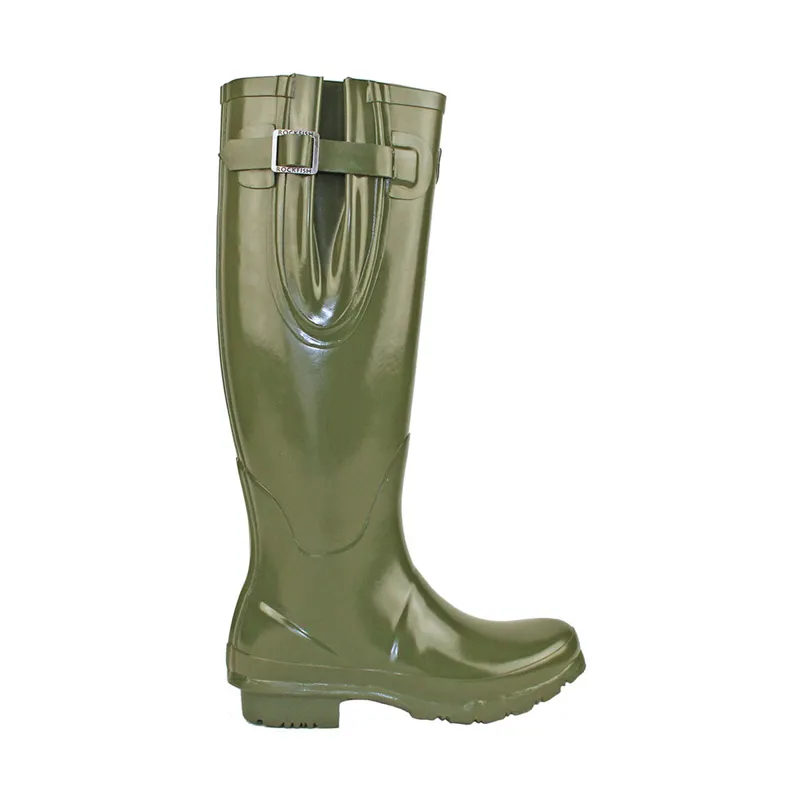 Rockfish Women's Tall Adjustable Gloss Wellington - Dark Olive-3