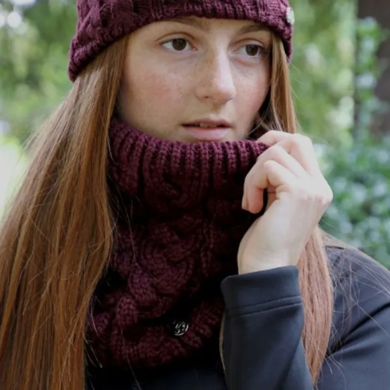 Hy Equestrian Meribel Cable Knit Headband - Burgundy-1