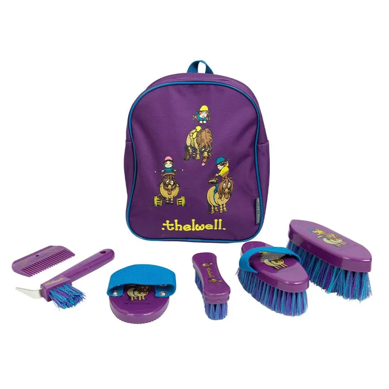 Hy Equestrian Thelwell Collection Pony Friends Complete Grooming Kit Rucksack - Purple/Blue