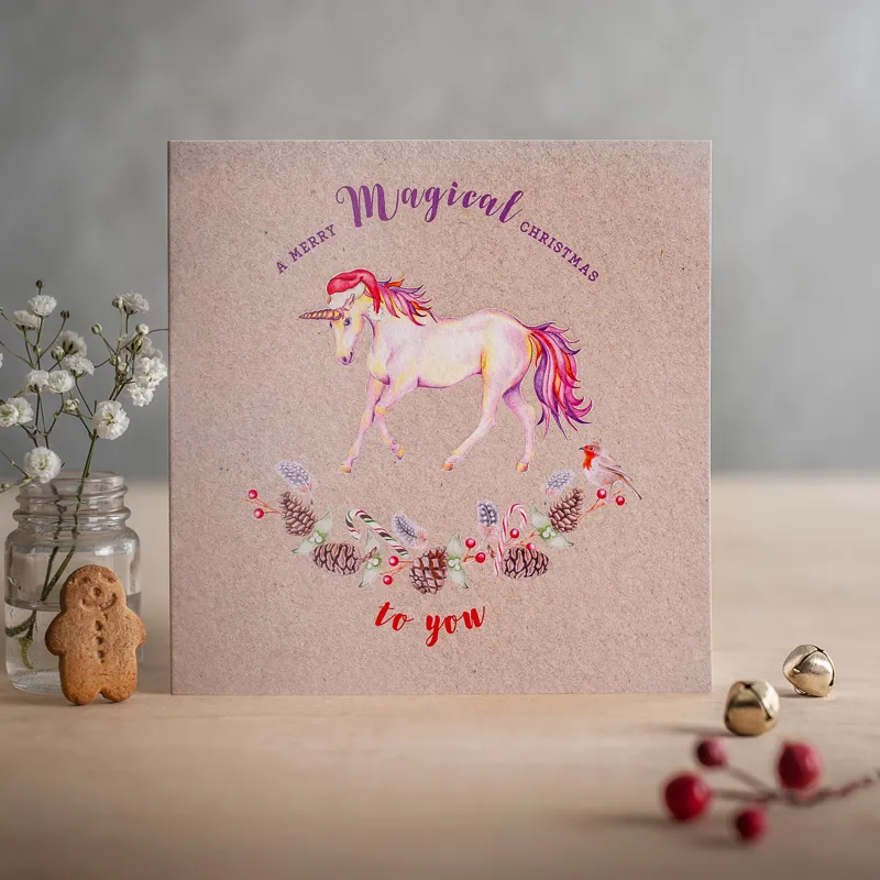Deckled Edge Christmas Card - Merry Magical Christmas
