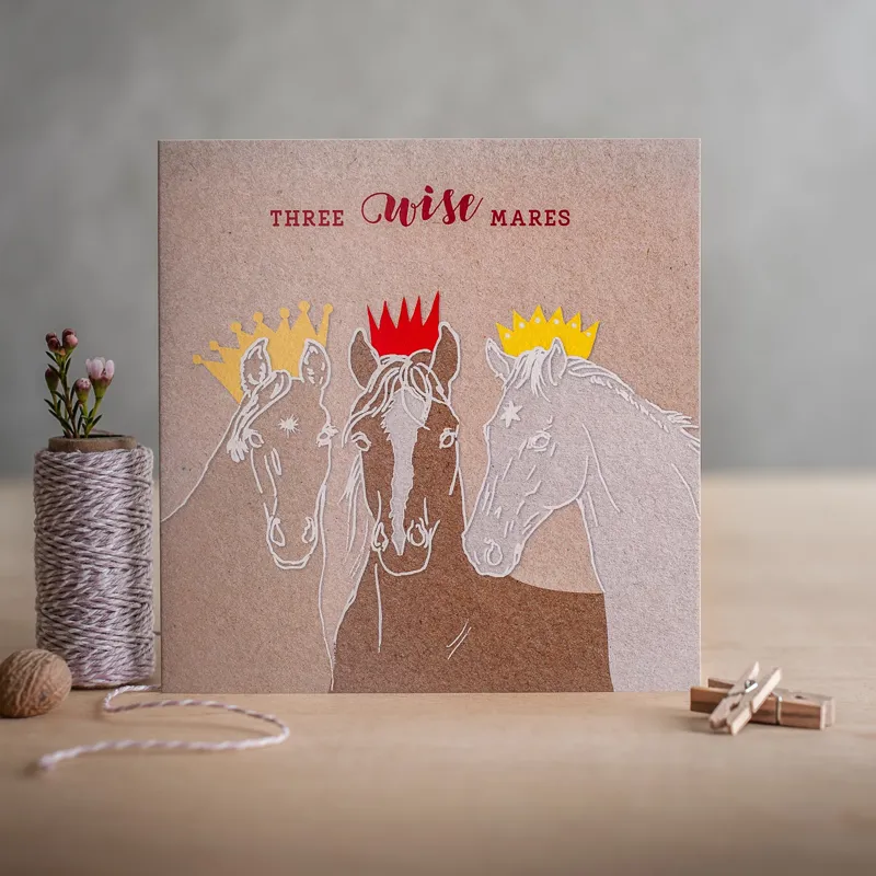 Deckled Edge Christmas Card - Three Wise Mares
