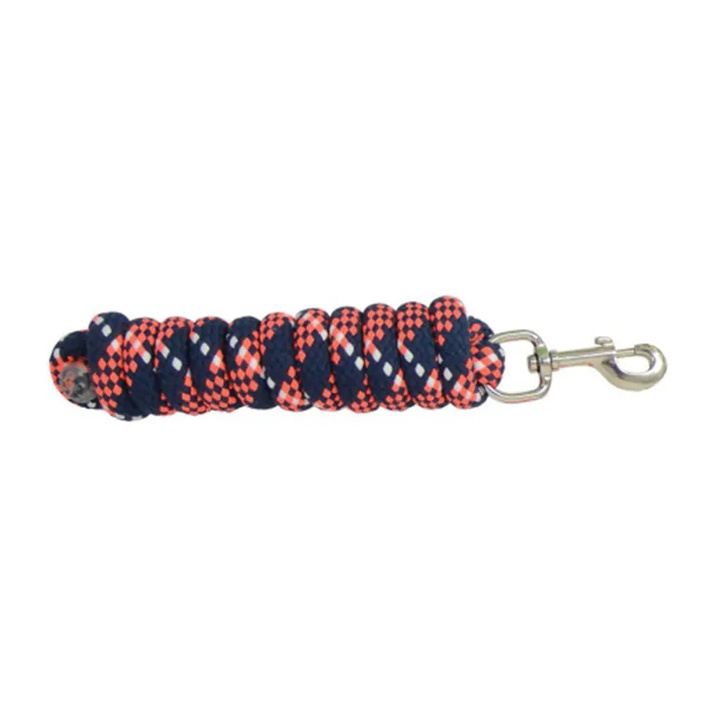 Hy Fleck Lead Rope - Navy/Neon Orange/White