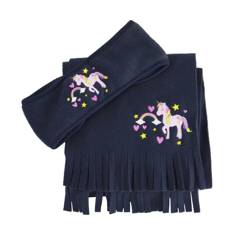 Little Rider Little Unicorn Headband and Scarf Set - Navy
