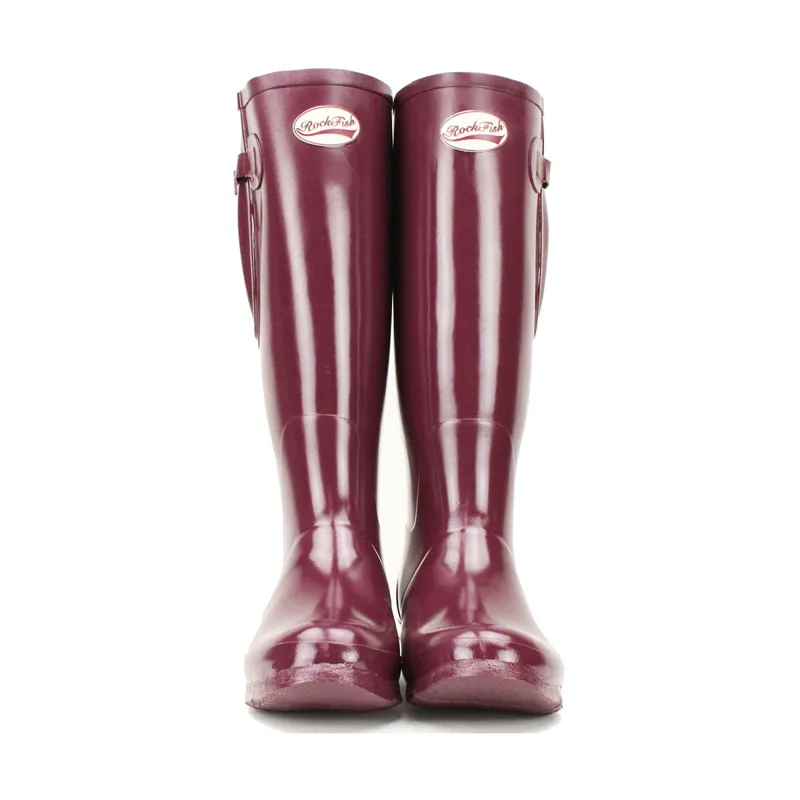 Rockfish Women's Tall Adjustable Gloss Wellington - Black Cherry -1