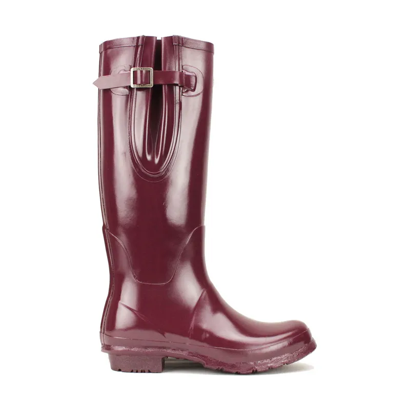 Rockfish Women's Tall Adjustable Gloss Wellington - Black Cherry -2