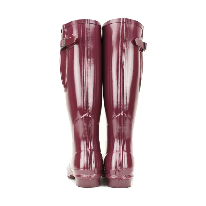 Rockfish Women's Tall Adjustable Gloss Wellington - Black Cherry -3