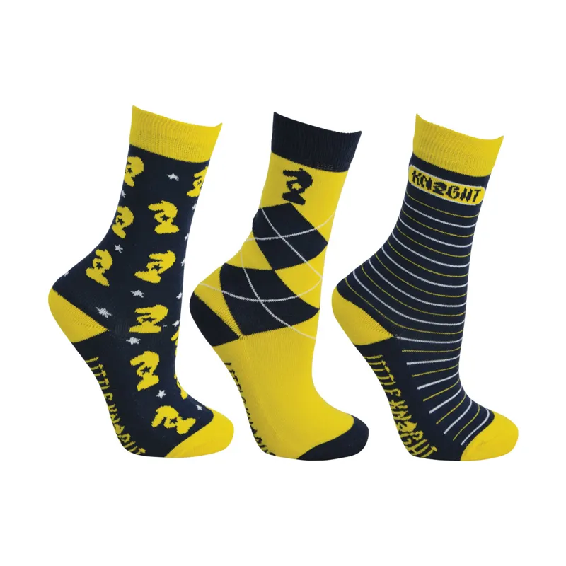 Lancelot Socks by Little Knight - Pack Of 3 - Navy/Yellow