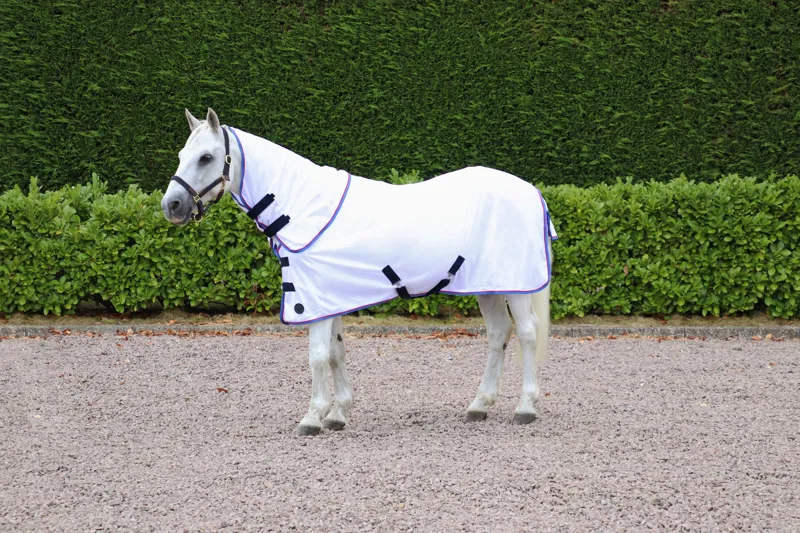 Hy Signature Guard Detachable Fly Rug - White Bound Navy/Blue