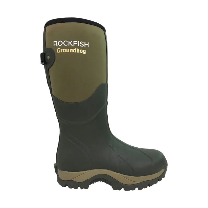 Rockfish Neoprene Lined Groundhog Wellington Boots - Olive Green-3