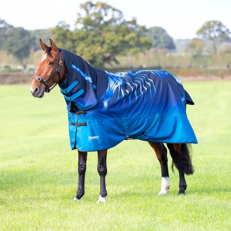 Shires Tempest Original Lite 0g Turnout Combo Rug - Blue Skeleton