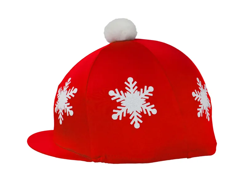 Hy Equestrian Snowflake with Pom Pom Hat Cover - Red
