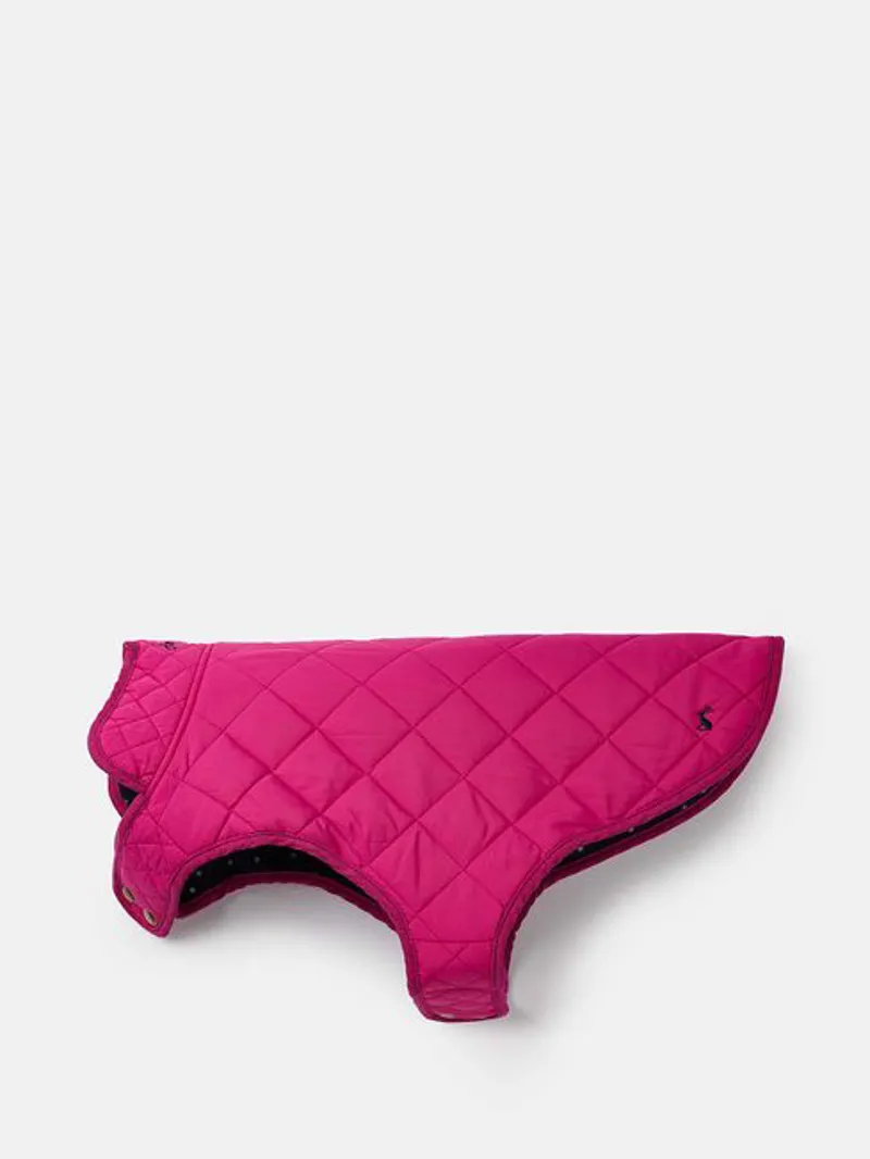 Joules Quilted Dog Coat - Raspberry-1