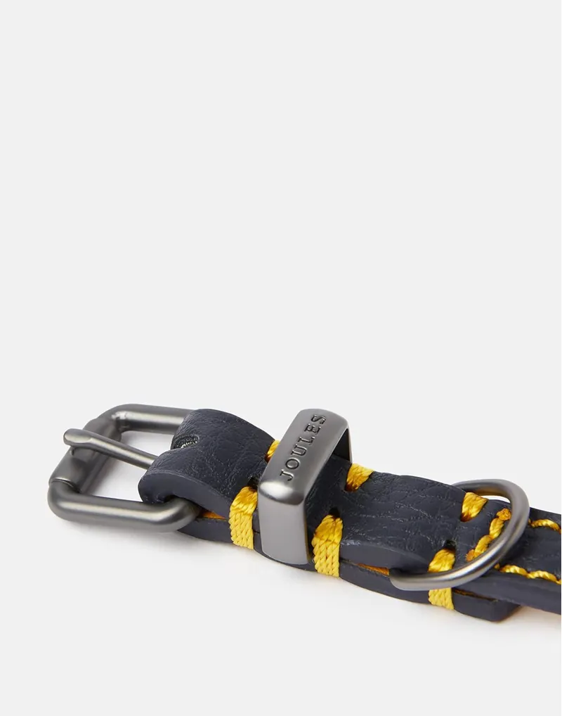 Joules Leather Dog Collar - Navy-1