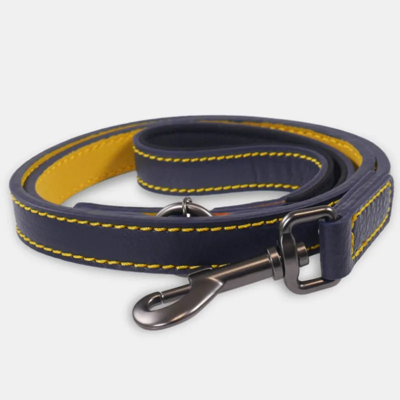 Joules Leather Dog Lead - Navy