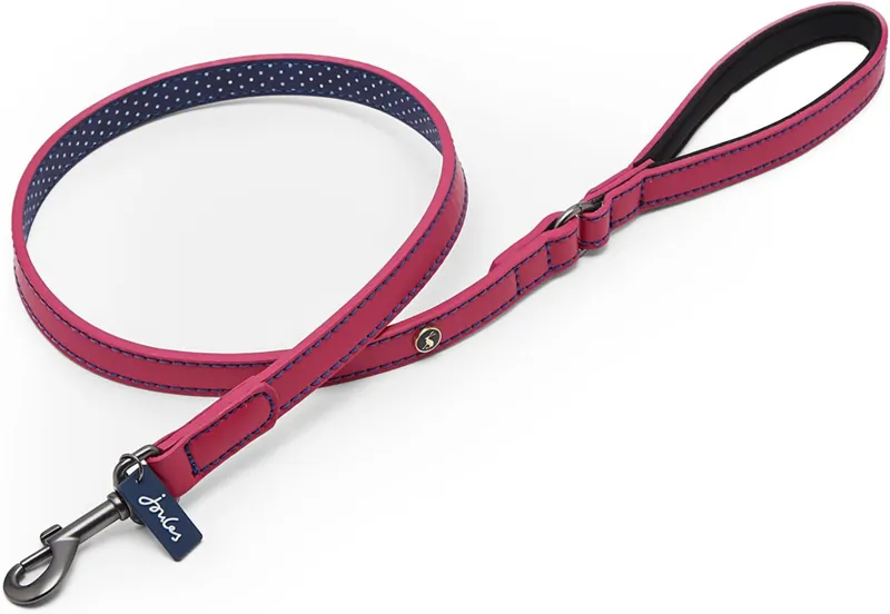 Joules Leather Dog Lead - Pink