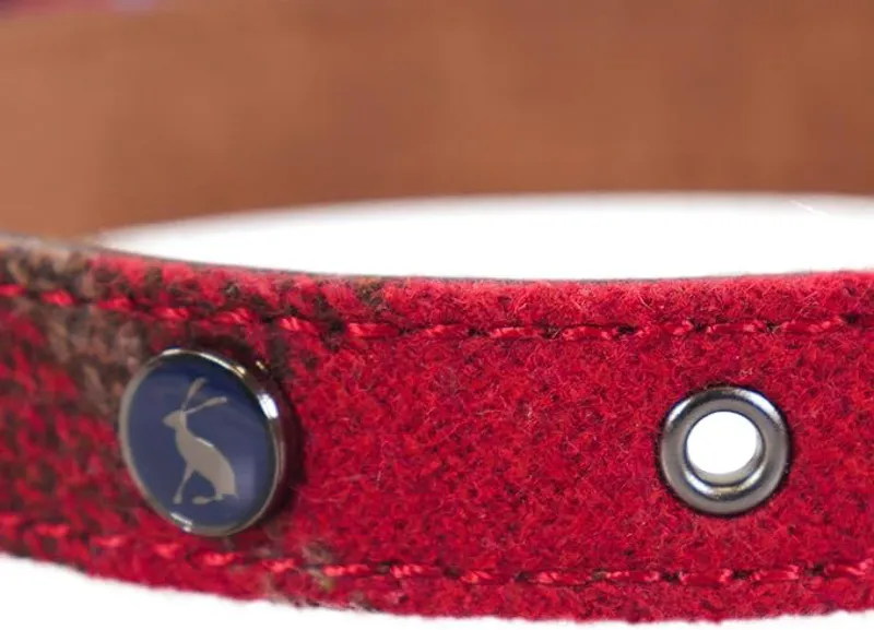 Joules Heritage Tweed Leather Collar - Red-3