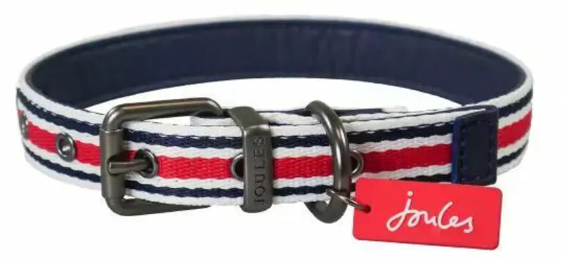 Joules Striped Dog Collar - Red