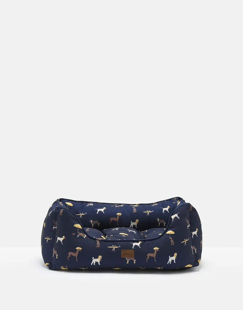 Joules Dog Print Box Bed - Navy-3