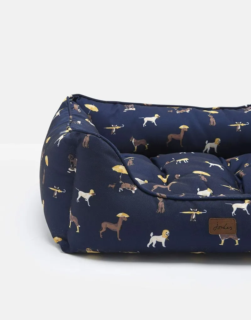 Joules Dog Print Box Bed - Navy-4