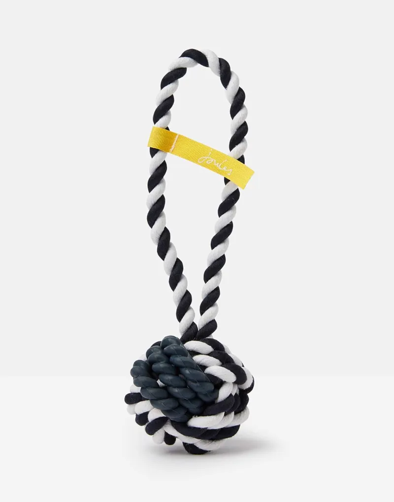 Joules Rubber And Rope Dog Toy - Navy/White