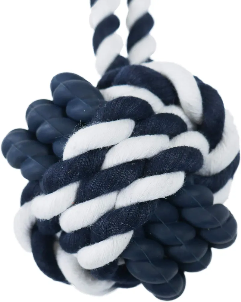 Joules Rubber And Rope Dog Toy - Navy/White-1