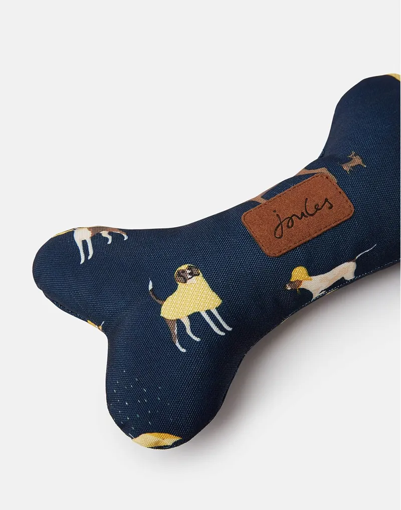 Joules Dog Print Bone Toy - Navy