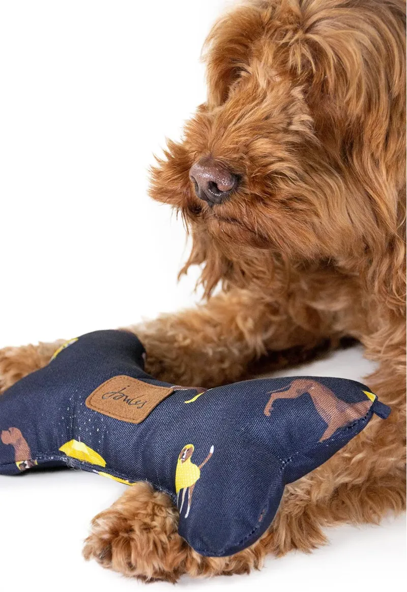 Joules Dog Print Bone Toy - Navy-1