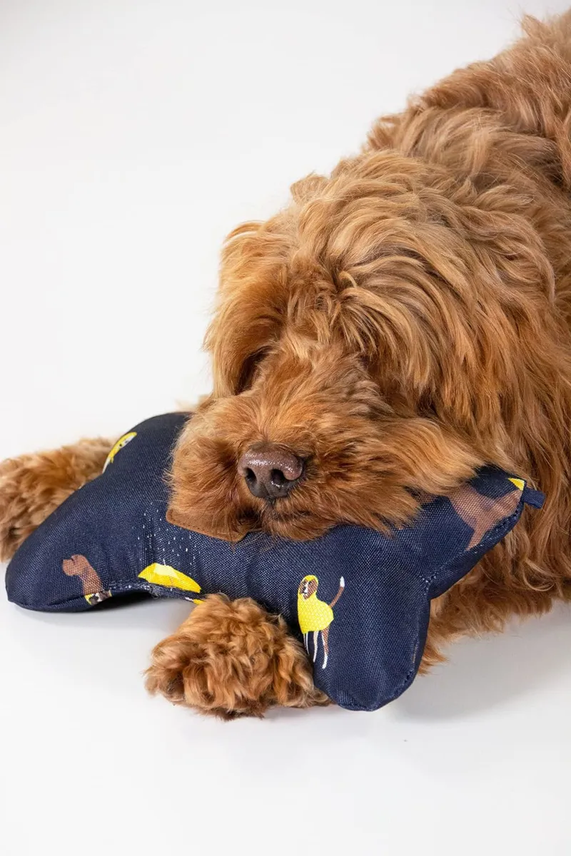 Joules Dog Print Bone Toy - Navy-2
