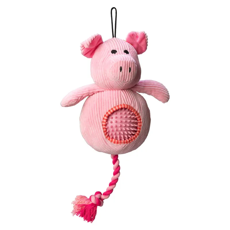 House Of Paws Cord Toy with Spiky Ball - Pig