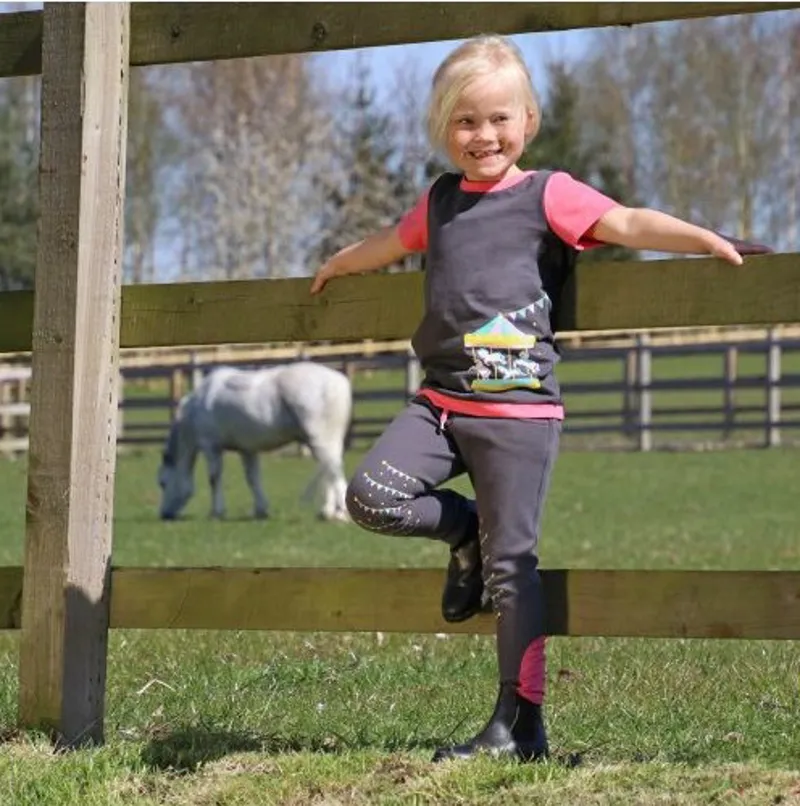 Merry Go Round T-Shirt by Little Rider - Grey/Pink-2